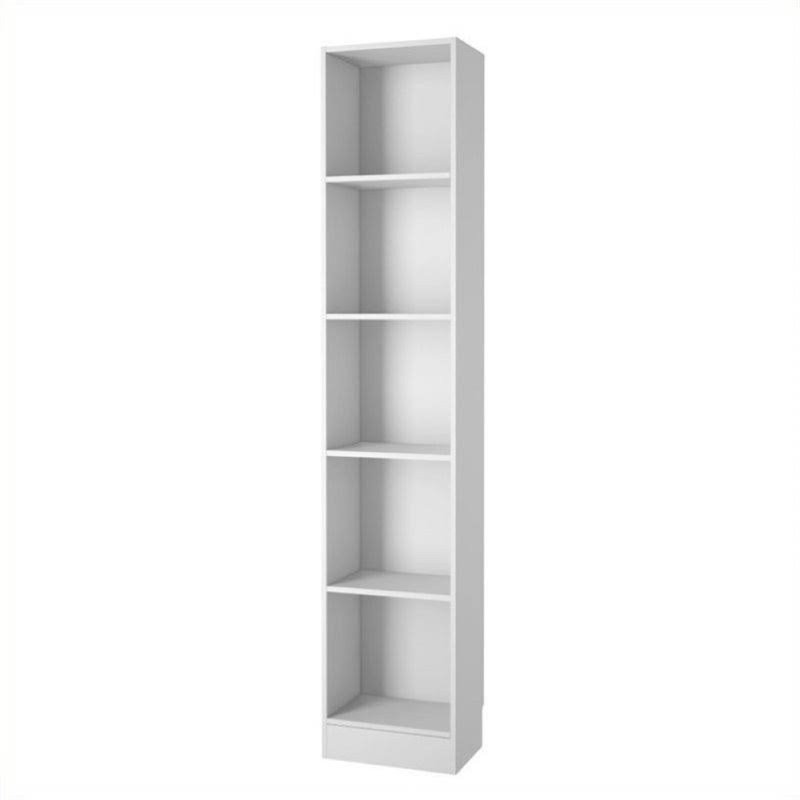 White 5 Shelf Narrow Bookcase K96415