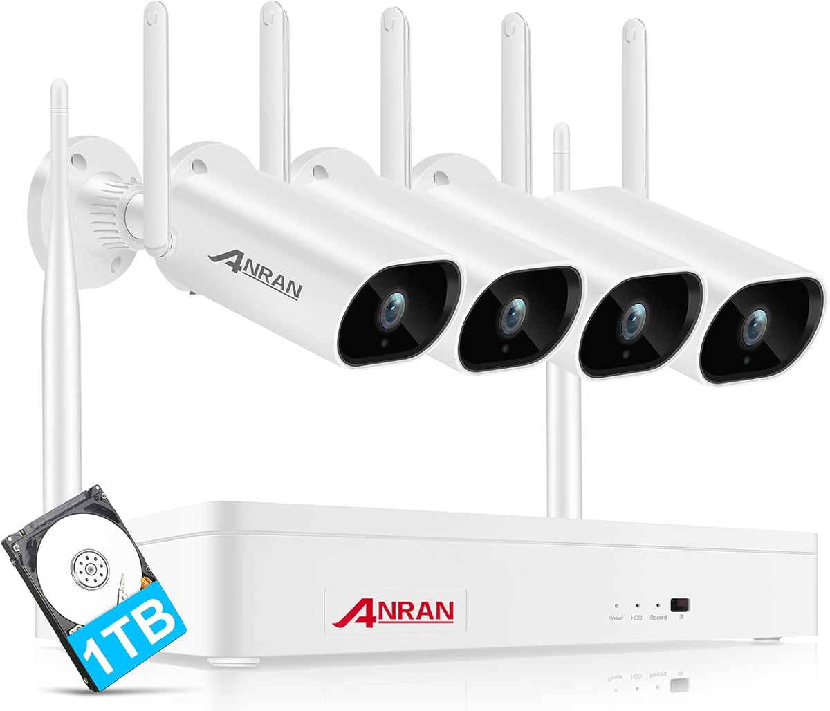 8 Channel 2K NVR 4Pcs 3MP Wireless Security Camera System with 13 LCD Monitor 1TB Hard Drive L5864