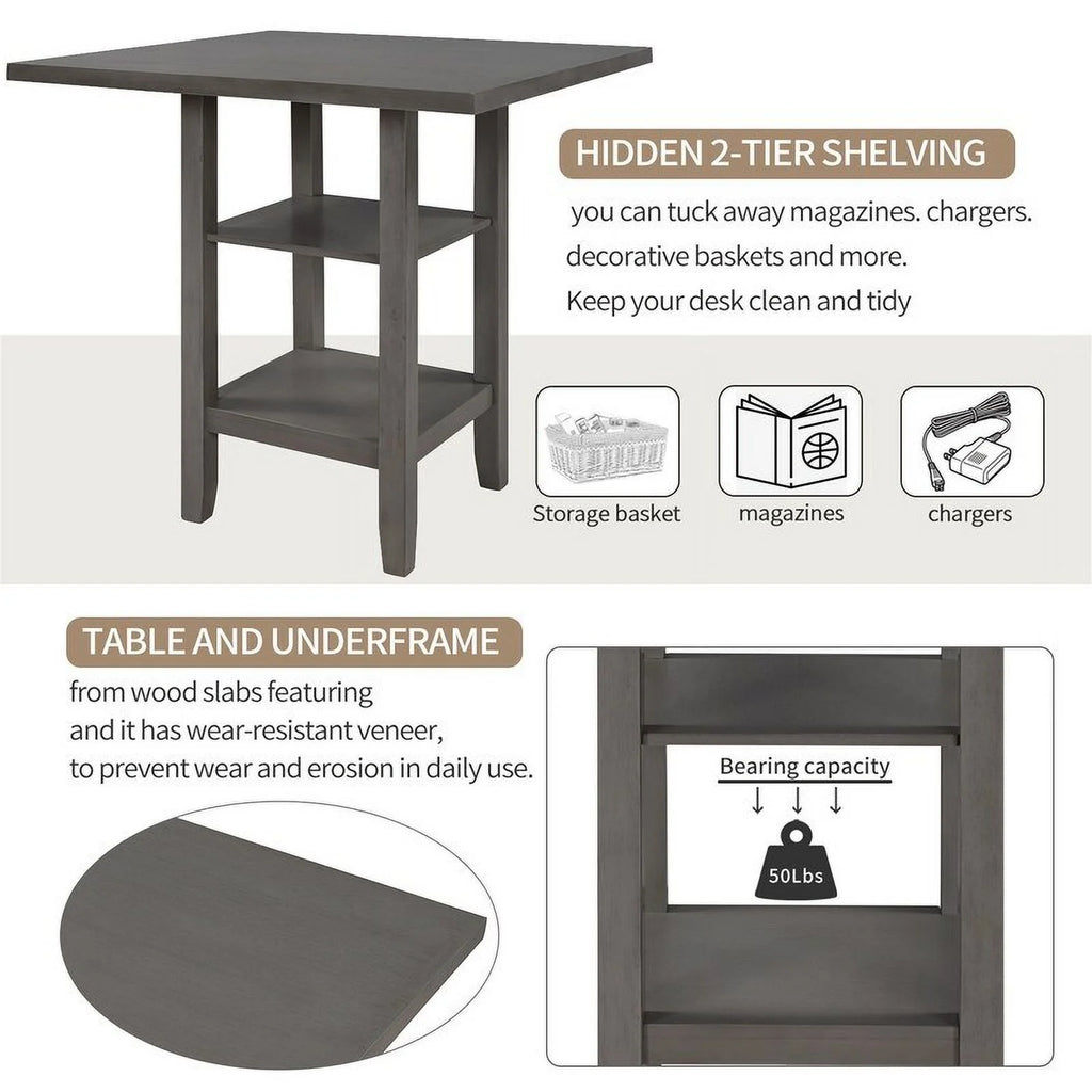Espresso Square Dining Table Set of 4 with 4 Upholstered Chairs X1508