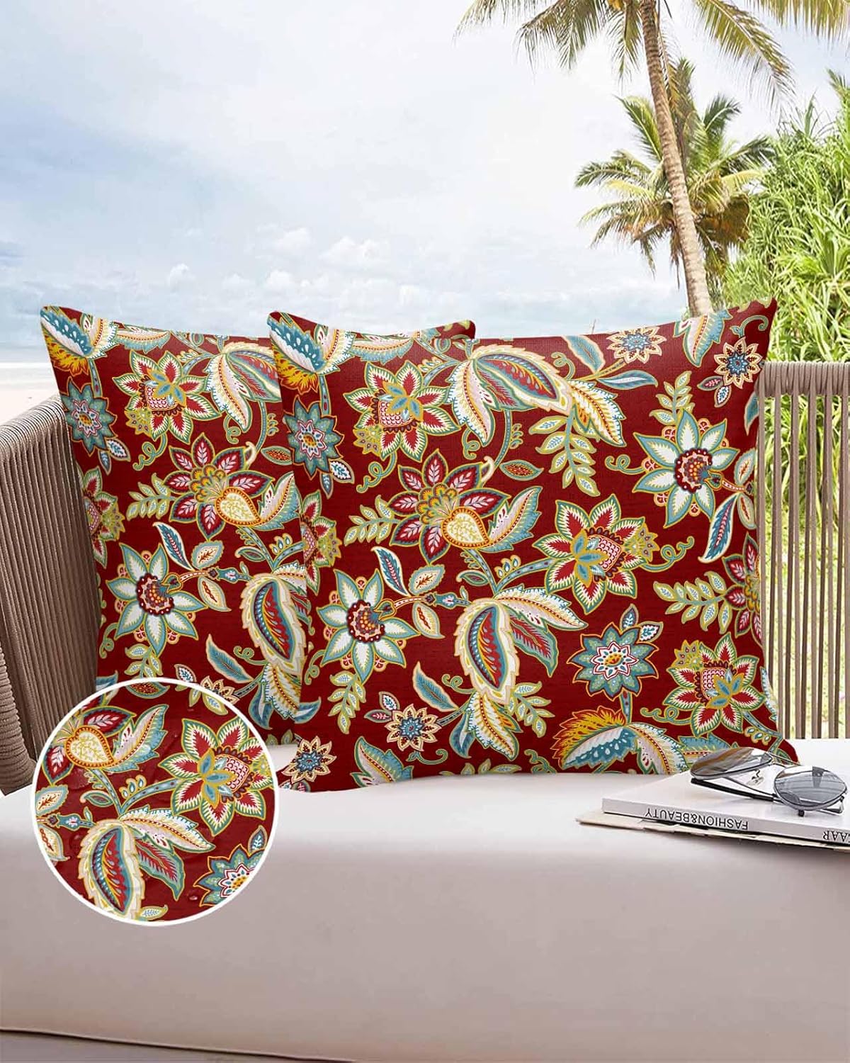 24x24in Set of 2 Polyester Paisley Pattern Throw Pillow Covers N791