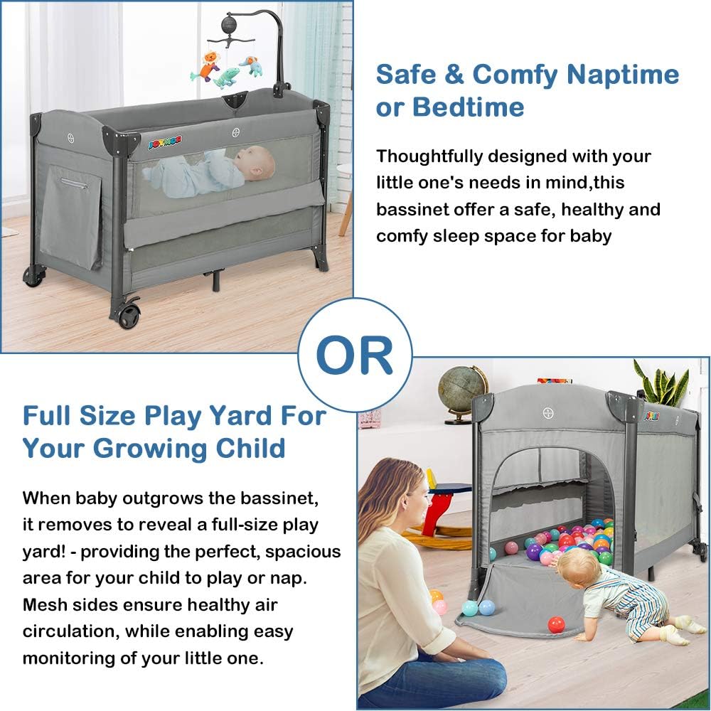 3 in 1 Baby Bedside Sleeper with Mattress and Carry Bag N552299