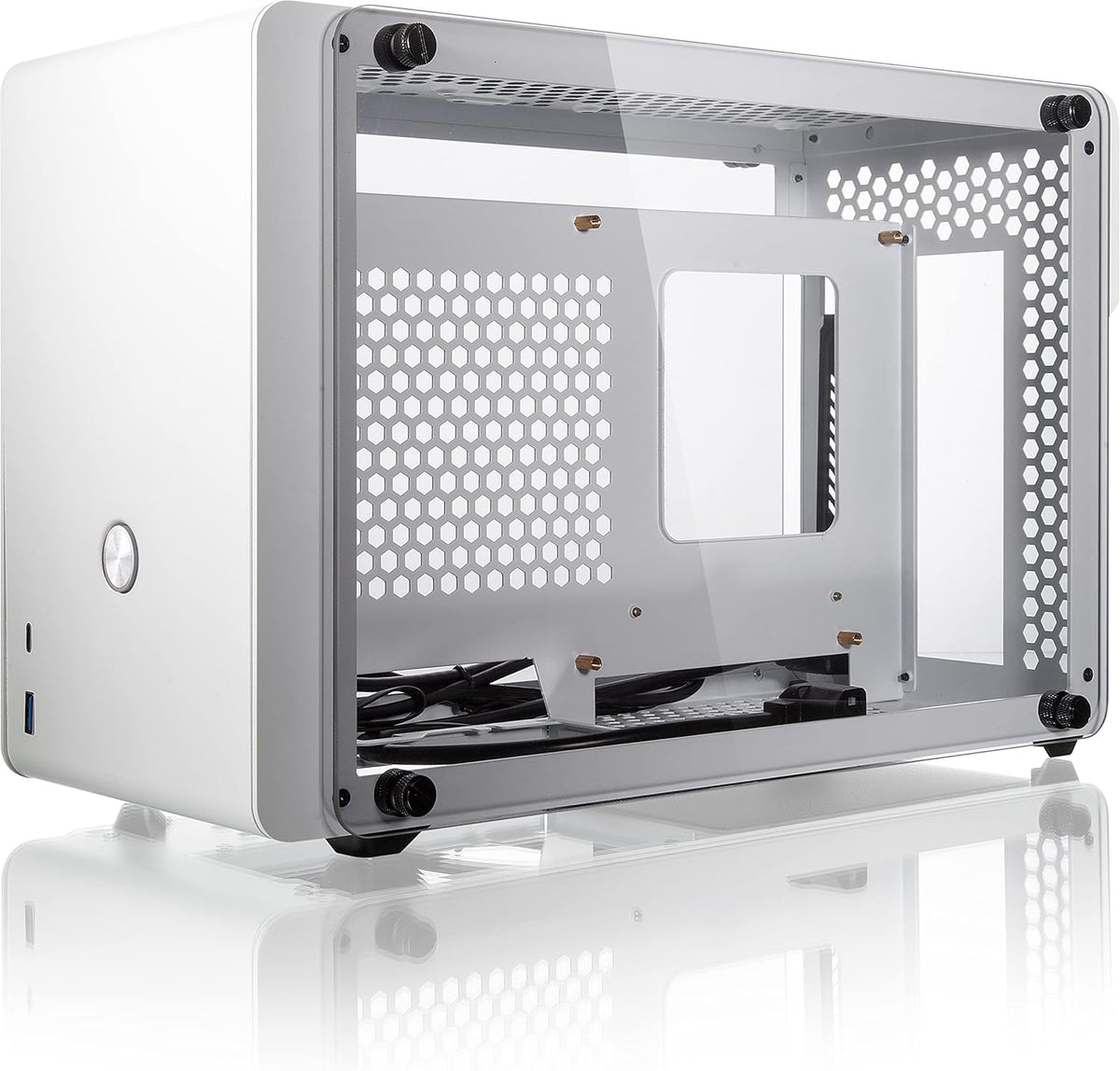 White Mini-ITX SFF Case with Tempered Glass D847