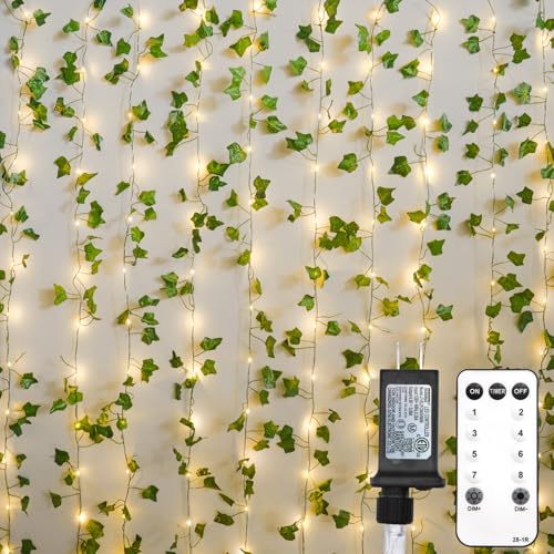200 LED 6.5ft x 6.5ft Pothos Fairy Curtain Lights with Remote Warm White M851