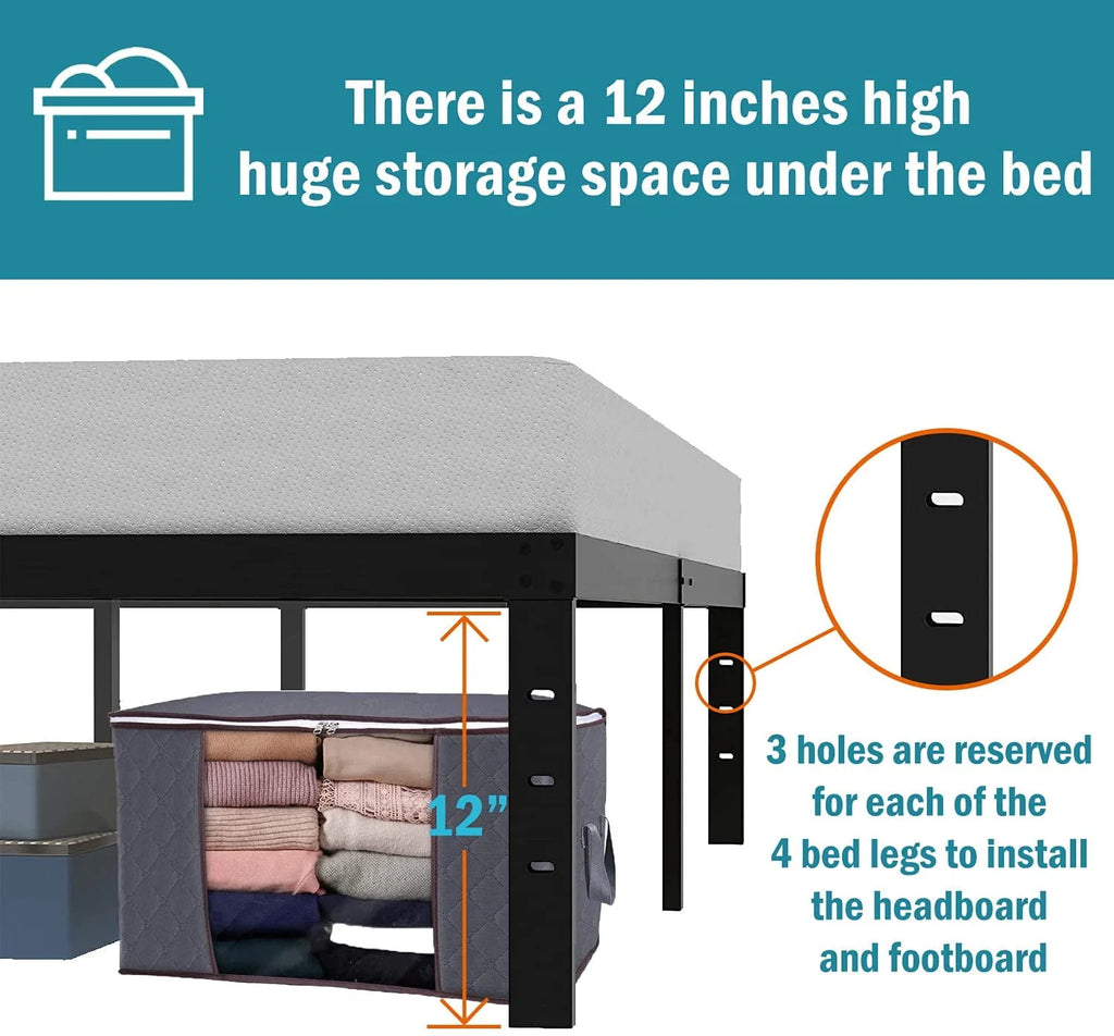 King Size 14 Inches High Bed Frame with Storage F852