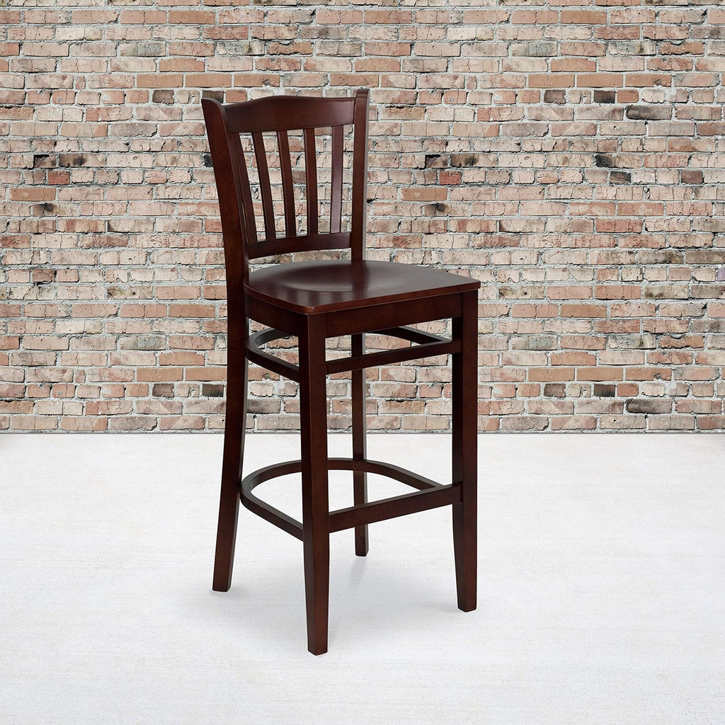 Black Vinyl Vertical Slat Back Barstool T95220