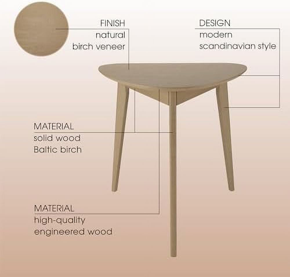 White Brown Birch Solid Wood Round Table C4988