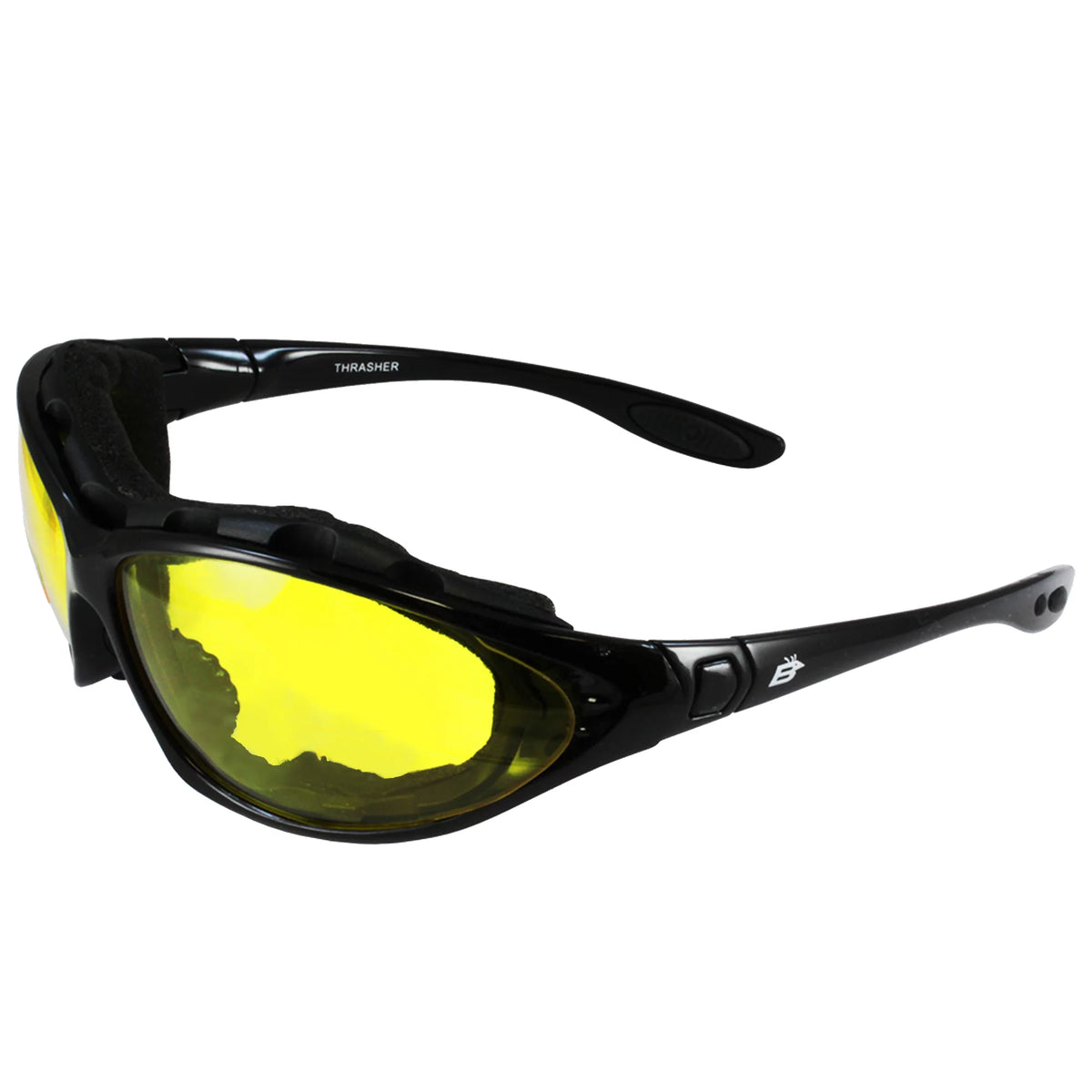 2 Pairs Padded Motorcycle Glasses Convertible to Goggles Shatterproof UV400 Black T15032