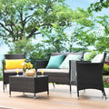 4 Pc Patio Rattan Conversation Furniture Set with Gray Cushion T537