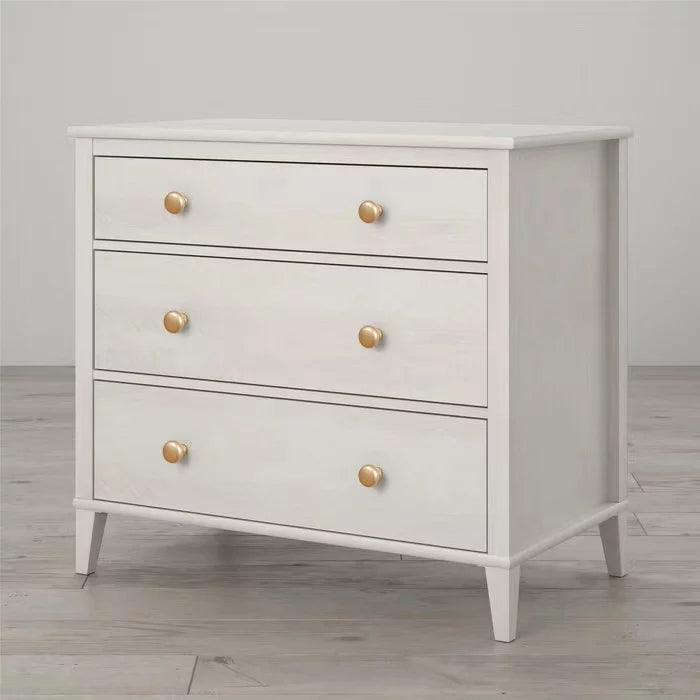 White 3 Drawer Wood Dresser N6619