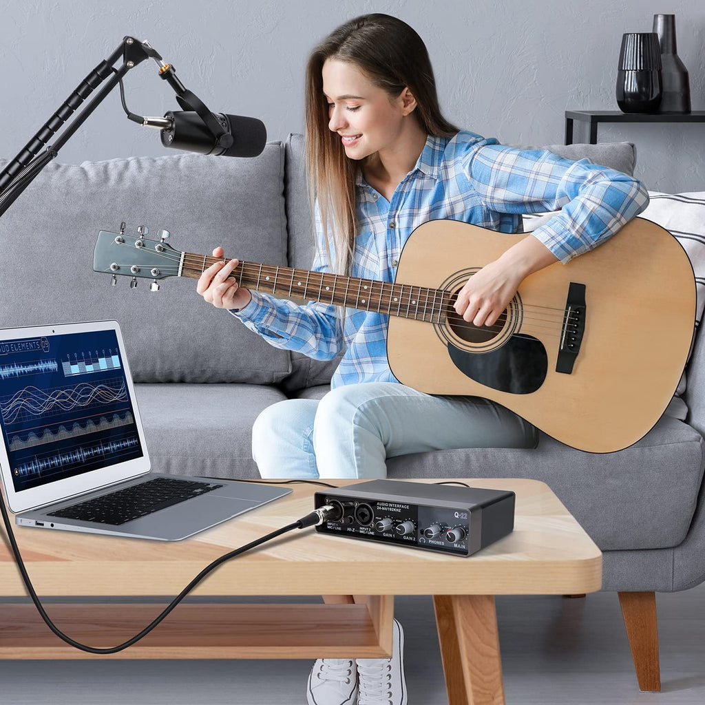 USB Audio Interface 2 Channel with Mic Preamps 48v Q734