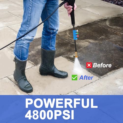 4800 PSI 4.0 GPM Electric Pressure Washer with 33ft Hose, 4 Nozzle and Foam Cannon, Blue I757176
