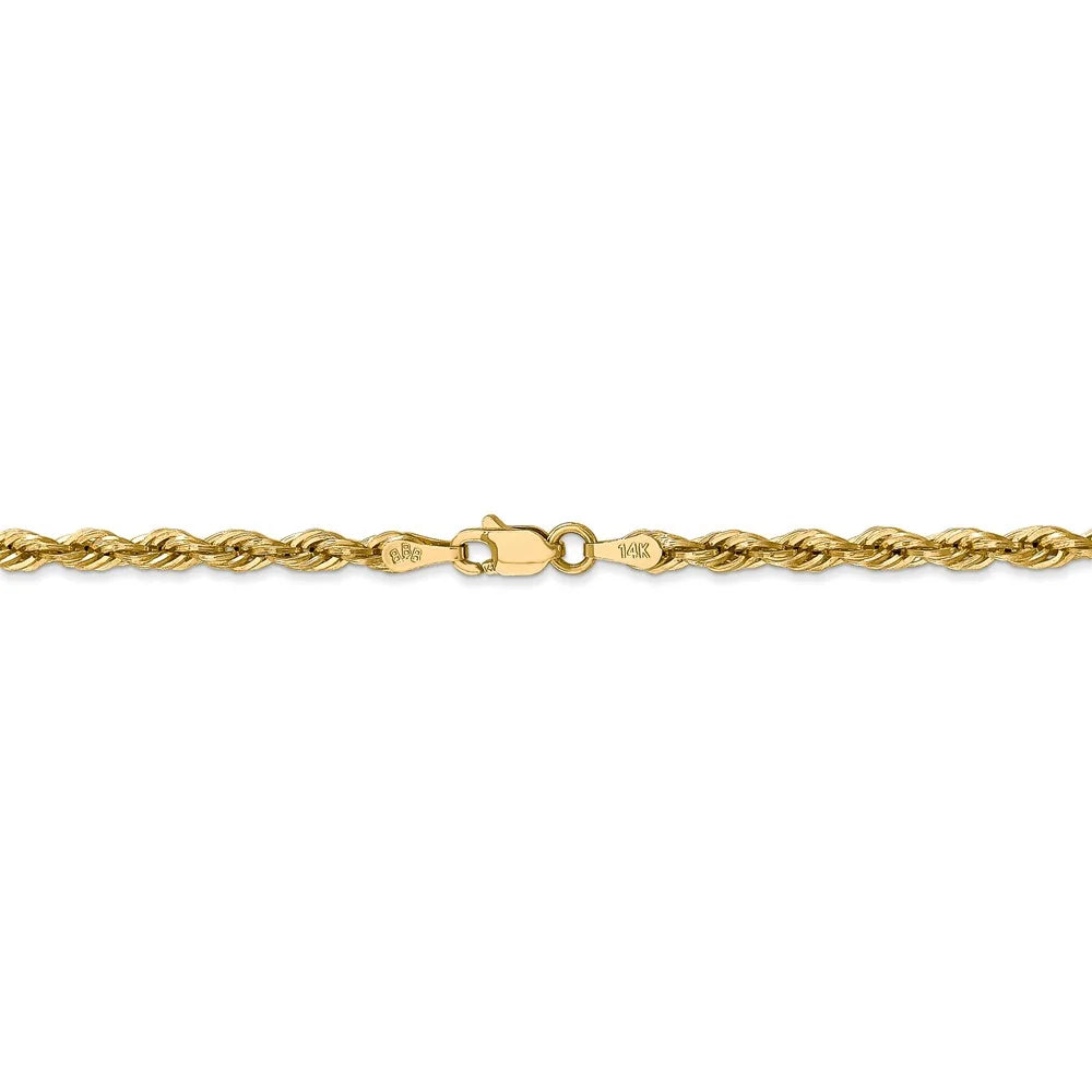 14kt Yellow Gold 3.0mm Semi-Solid Rope Chain 18 inch Lobster Clasp U61438