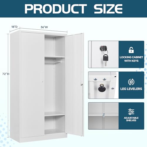 Steel Cabinet Wardrobe with Hanging Rod P49183