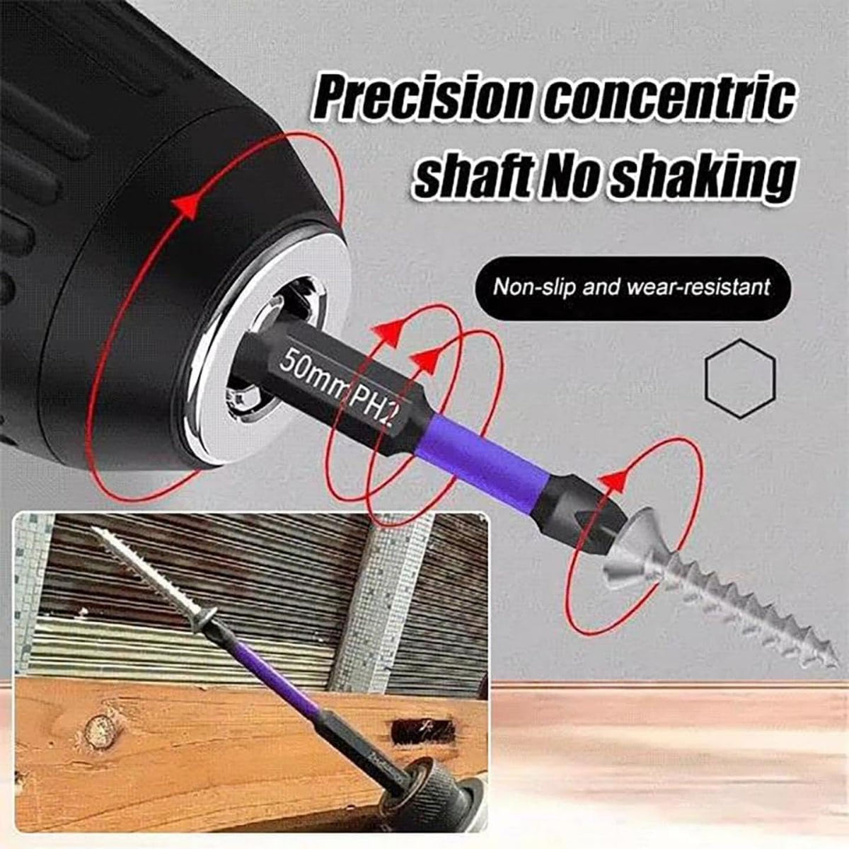 12-Piece Anti-Slip Shock-Proof Phillips Screwdriver Bit Sets, 1/4 Hex Shank Drill Bits W51211