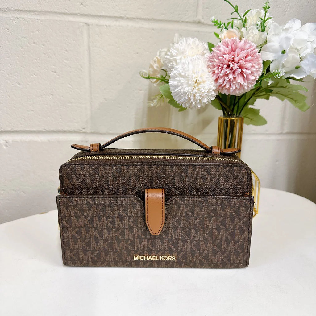 Brown Medium Double Zip Phone Crossbody D525890
