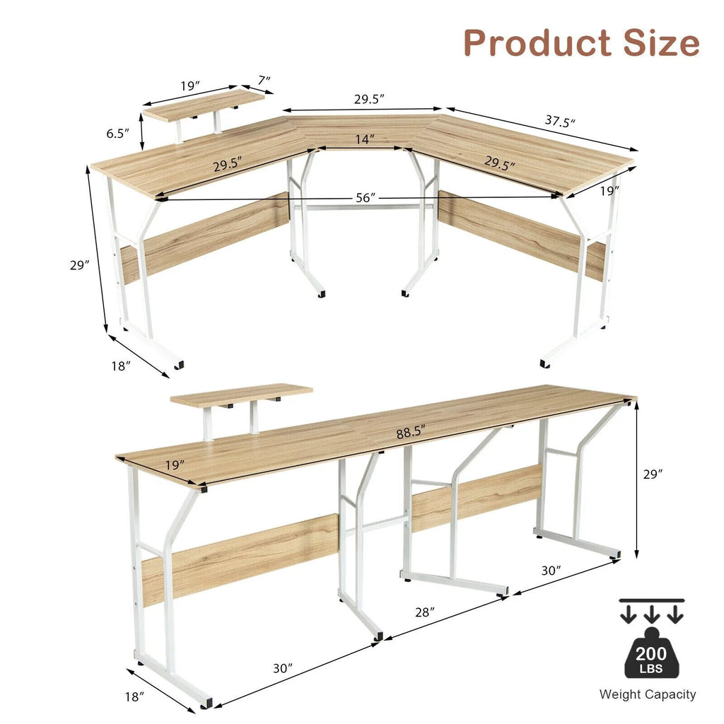 88.5" L Shaped Reversible Computer Desk D93135
