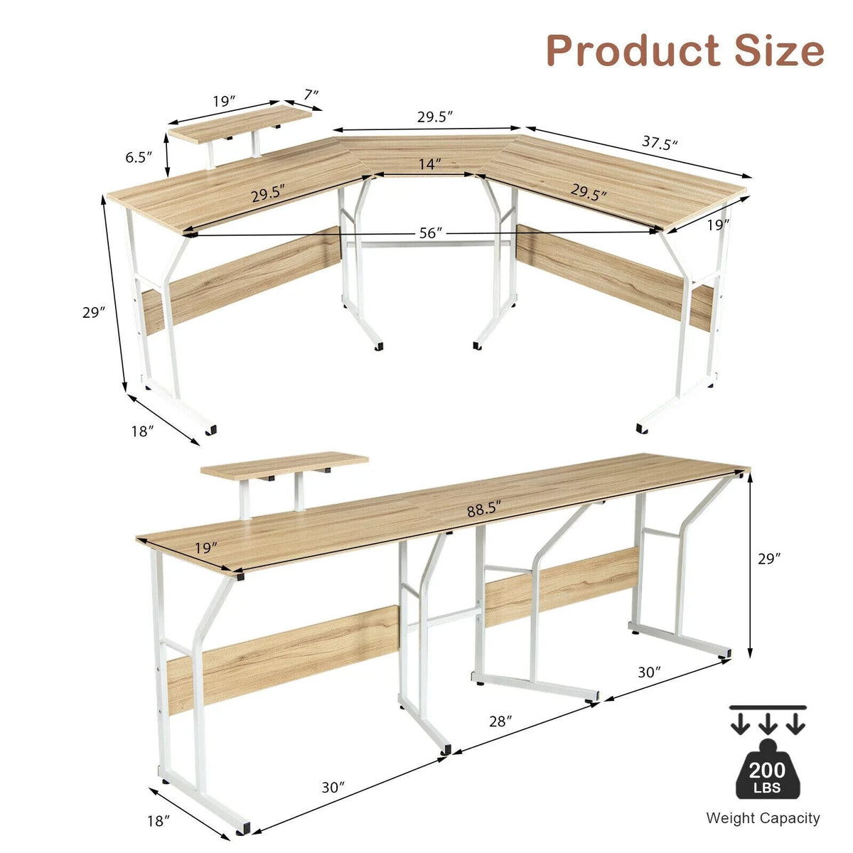 88.5" L Shaped Reversible Computer Desk D93135