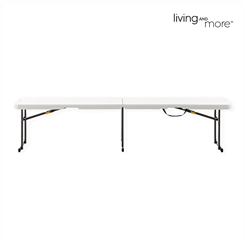 6 Foot Fold-in-Half Bench with Steel Frame, White X628929