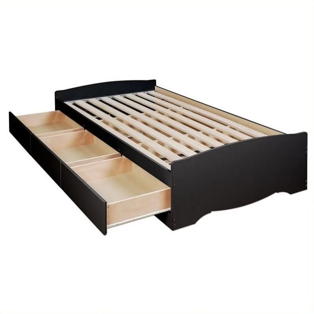 Black Twin Platform Storage Bed U275