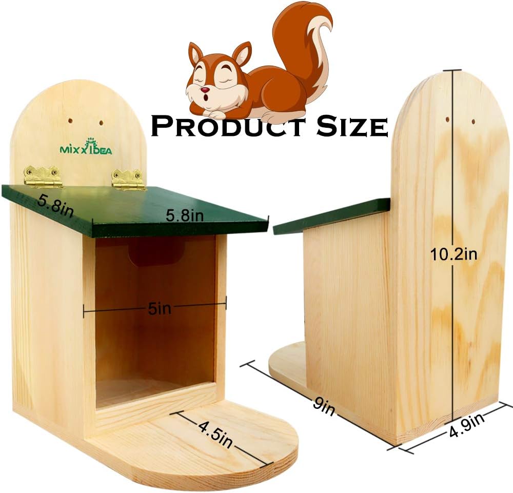 Wooden Squirrel Feeder Box with Umbrella I927