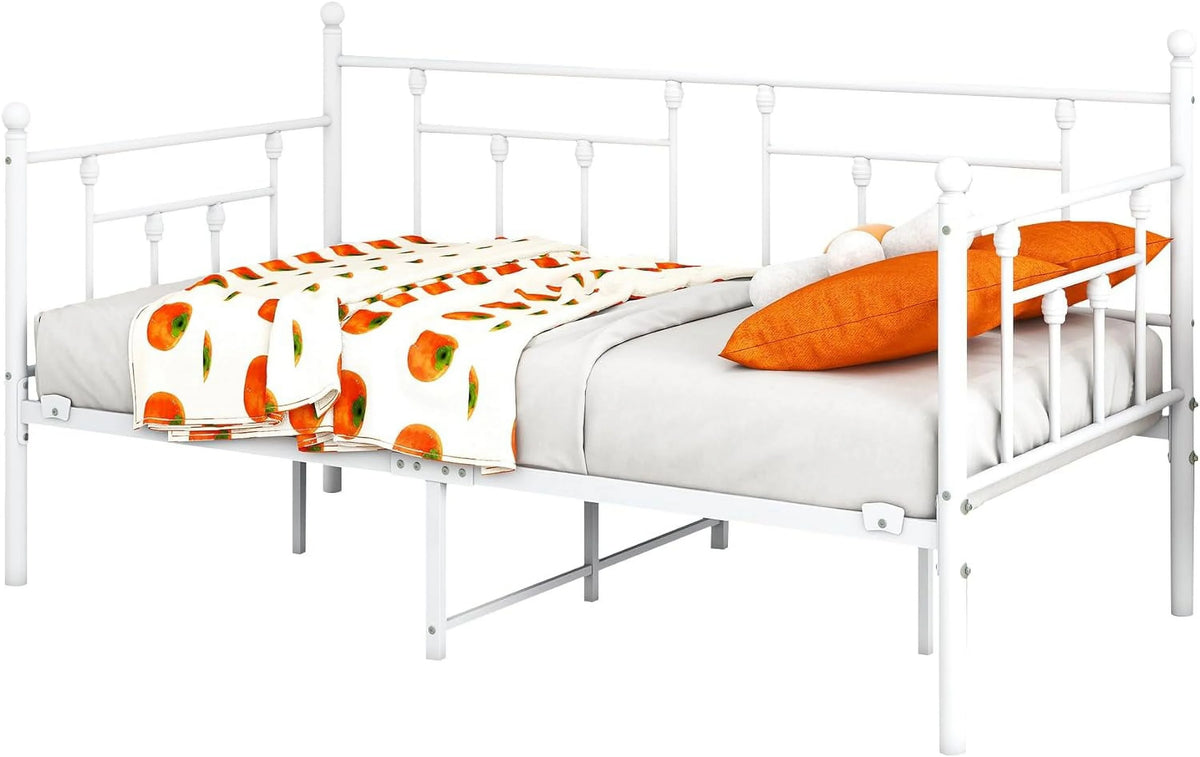 White Metal Daybed Frame Set with Slat Support W87113