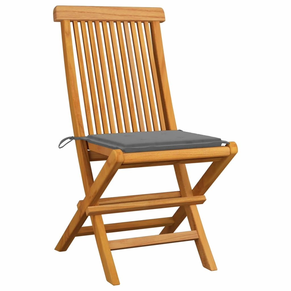 Set of 8 Gray Cushion Teak Wood Foldable Outdoor Dining Chairs L996
