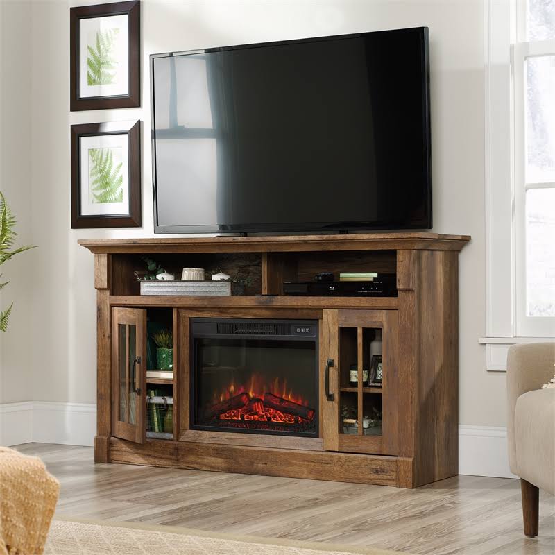 Vintage Oak Media Center Fireplace E505301