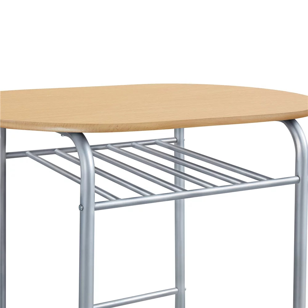 3 Piece Round Dining Table Set with Storage Rack O715