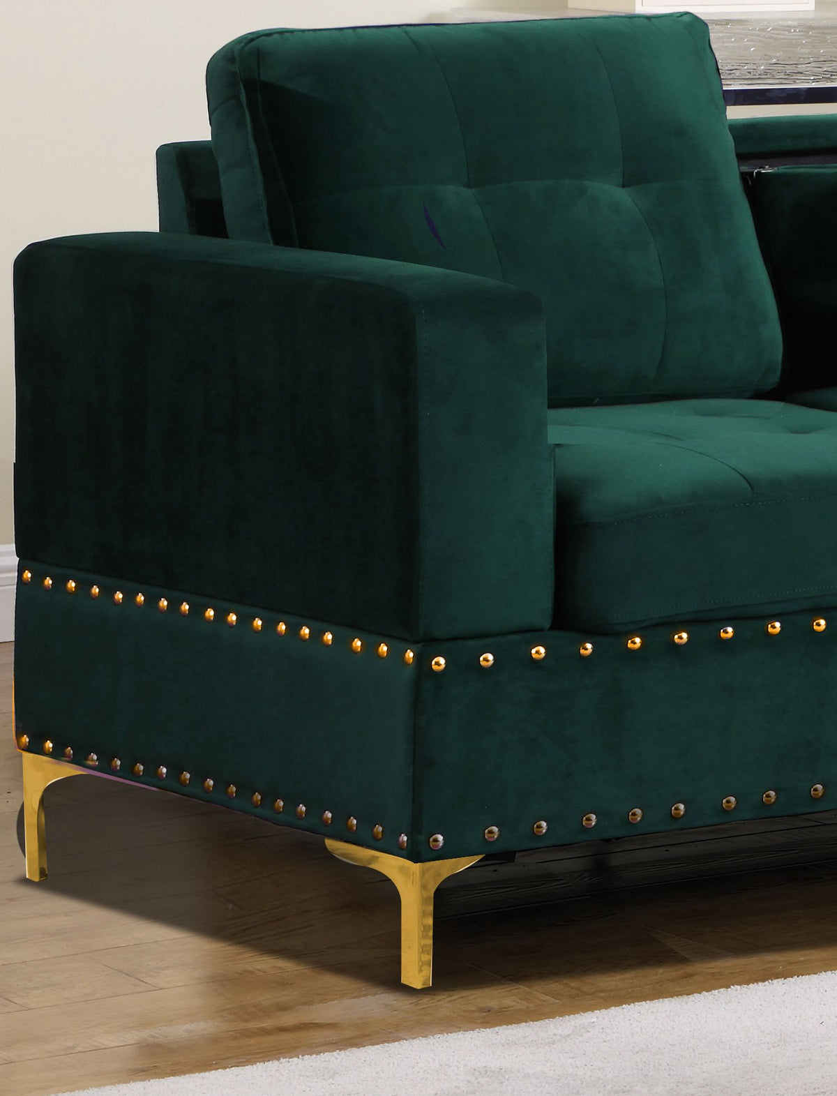 Velvet Reversible Sectional with Storage Ottoman Z52097