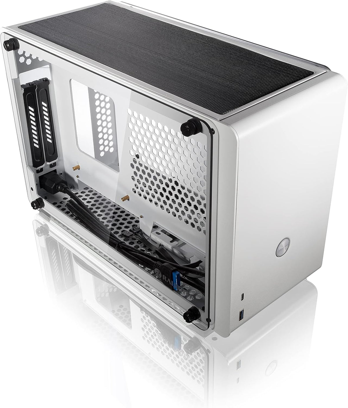 White Mini-ITX SFF Case with Tempered Glass D847