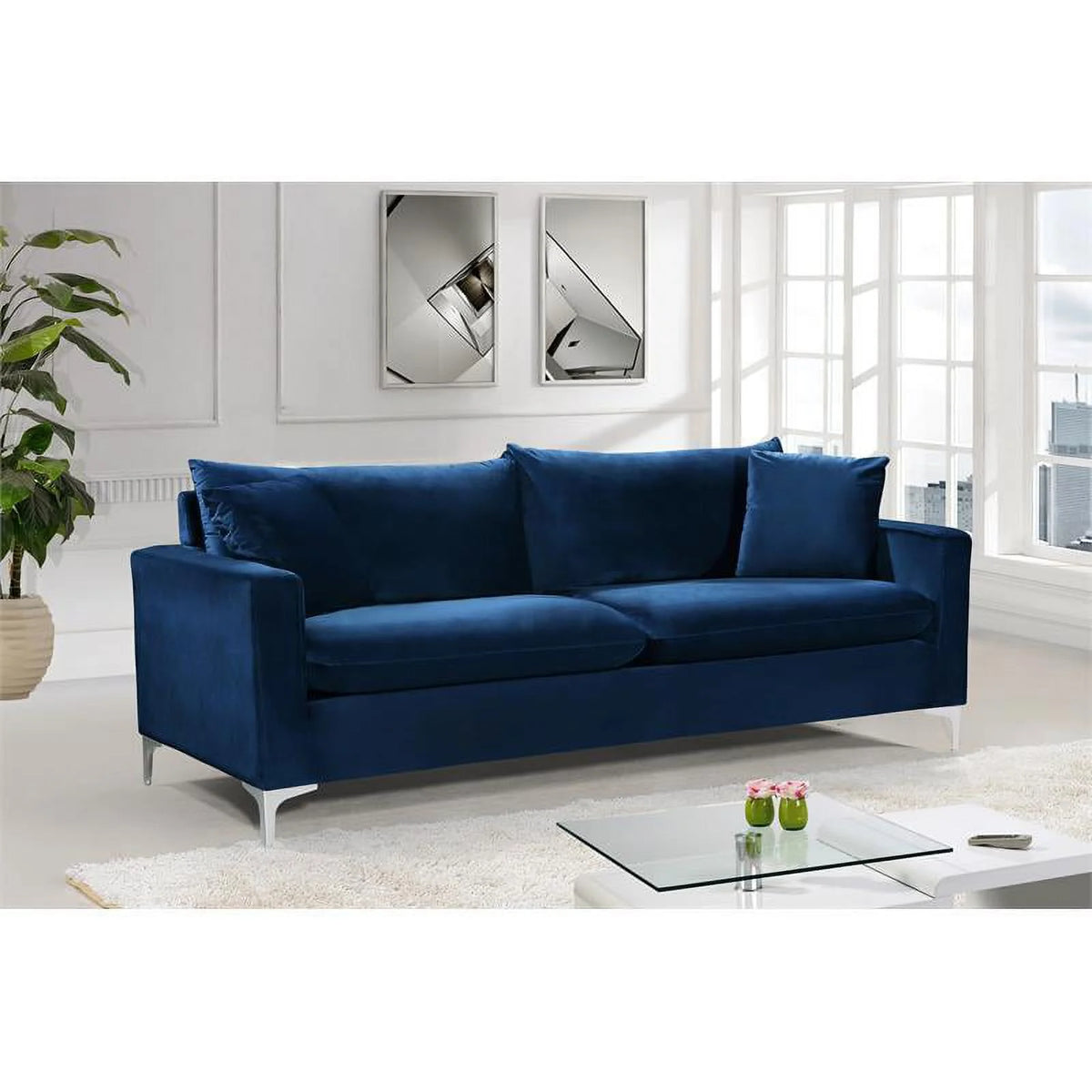 Navy Velvet Sofa M7831