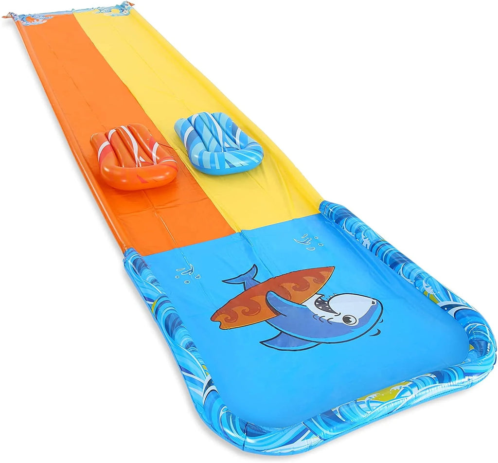 Inflatable Water Slide with 2 Bodyboards Lanes and Sprinkler V572751