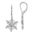 Sterling Silver Diamond Snowflake Leverback Earrings Q5562