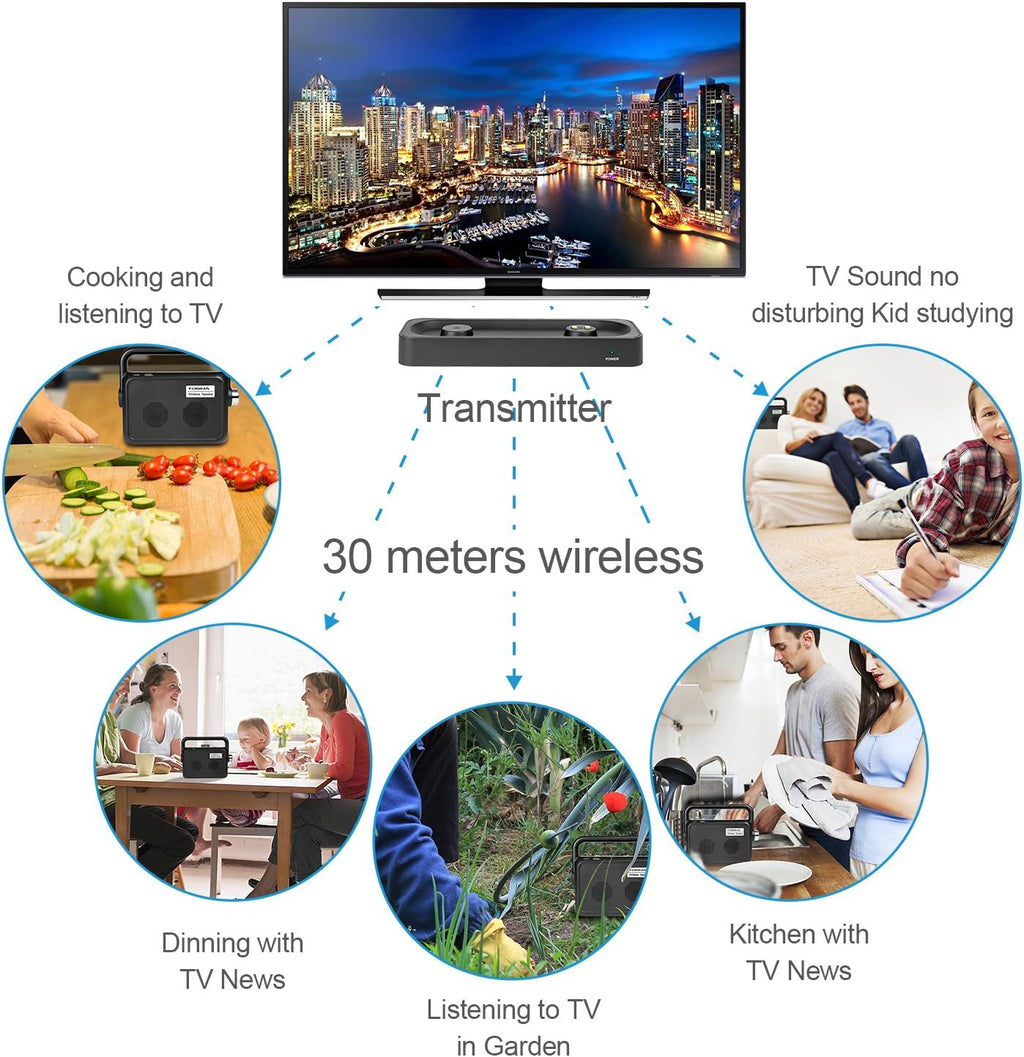 Portable Wireless TV Speakers with Headset Jack M216060