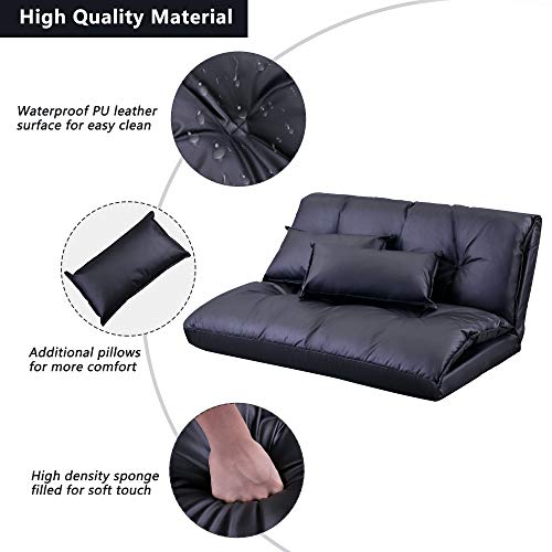 5-Position Folding Chaise Lounge with Adjustable Back & Steel Frame Black J38482