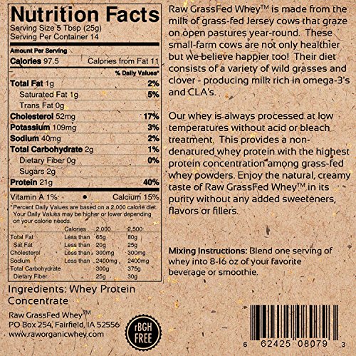 Raw Grass Fed Whey Protein Powder, Unflavored, Unsweetened (12 OZ) H61657