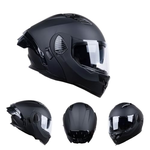 Matt Black Medium Full Face Modular Motorcycle Helmet S45428