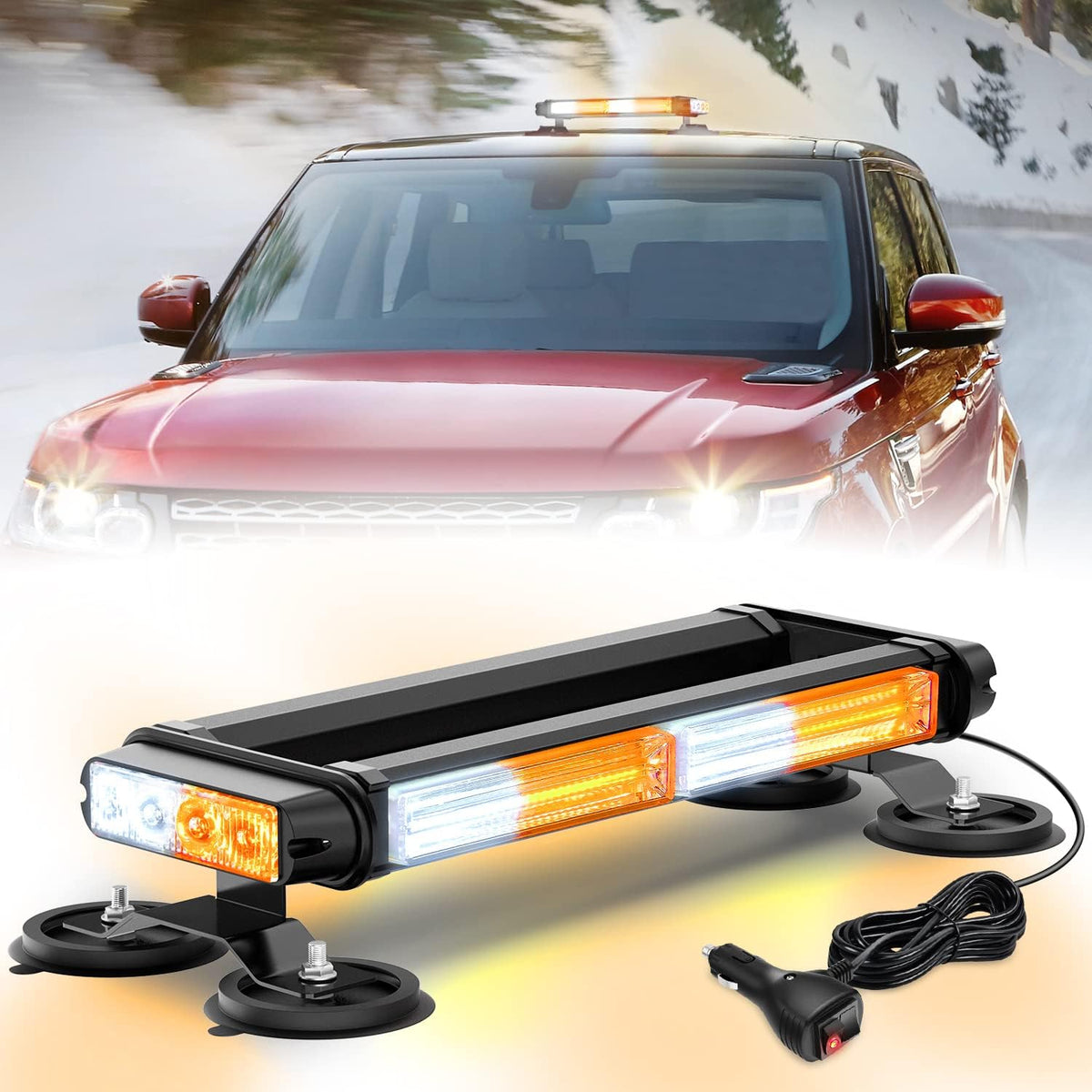 14.5 Amber White COB LED Strobe Light Bar with Magnetic Base S98119