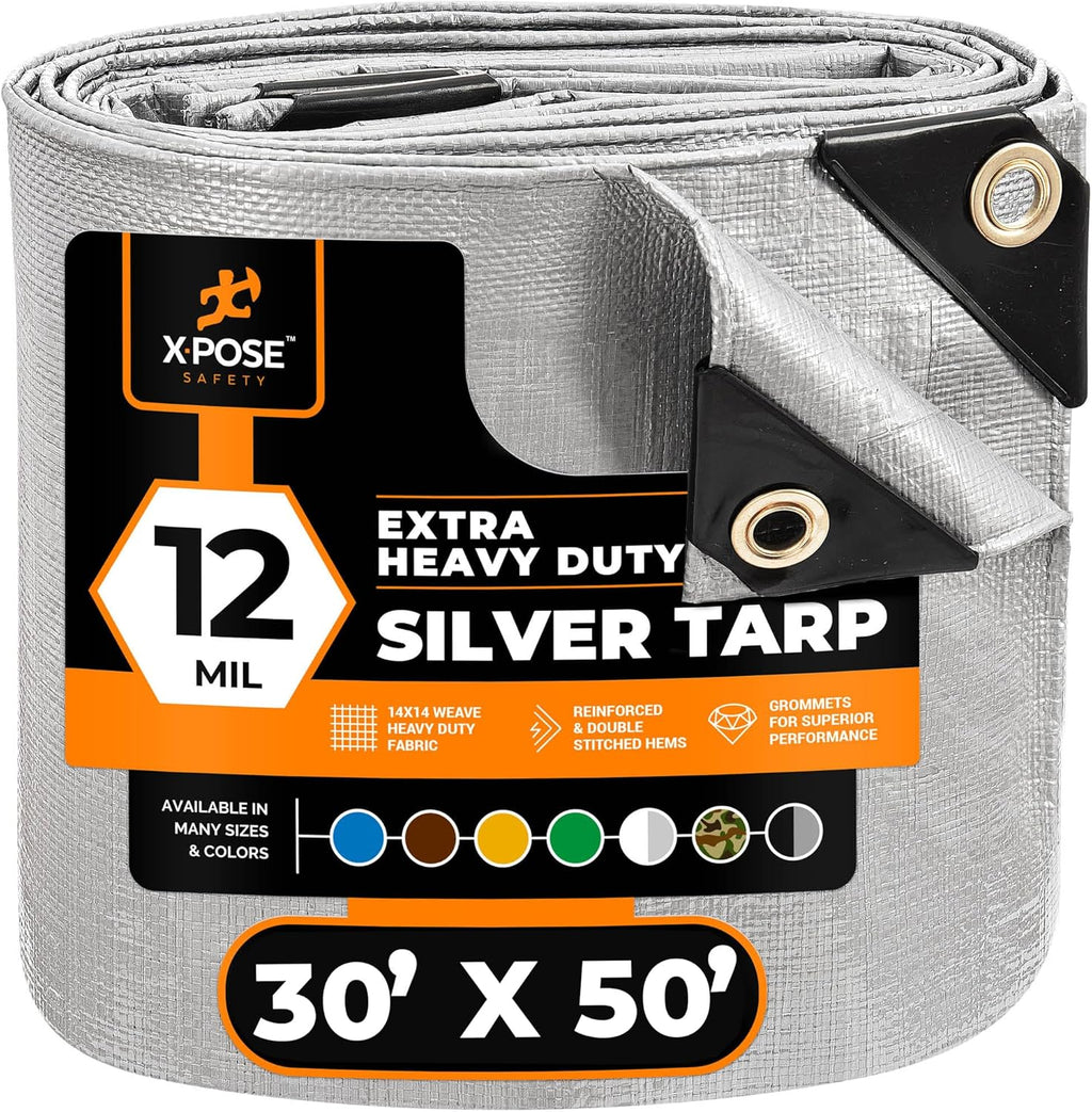 Silver Poly Tarp 30' X 50' 12 Mil Polyethylene G2743