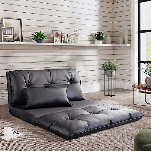 5-Position Folding Chaise Lounge with Adjustable Back & Steel Frame Black J38482