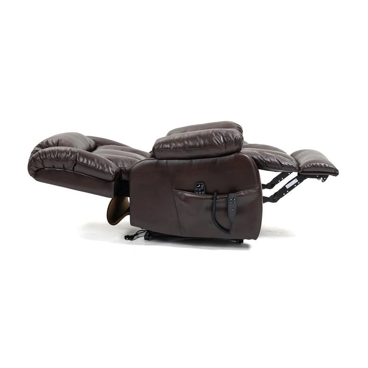 Deep Brown Leather Power Lift Recliner Chair with 8-Point Vibration Massage Lumbar Heating L7915