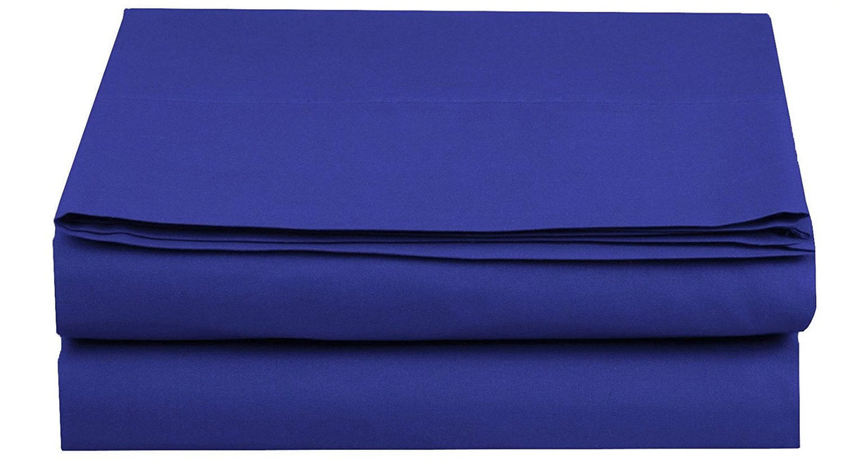 Set of 2 King Size Royal Blue Flat Sheet L94703