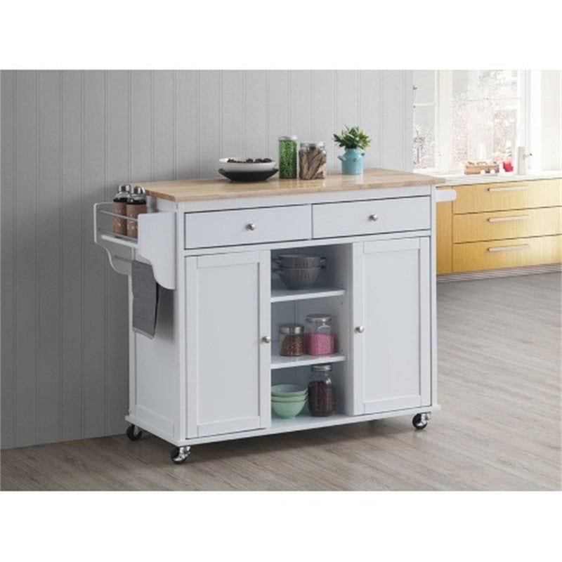 Kitchen Island Storage Cart with Natural Finish Top Z2580