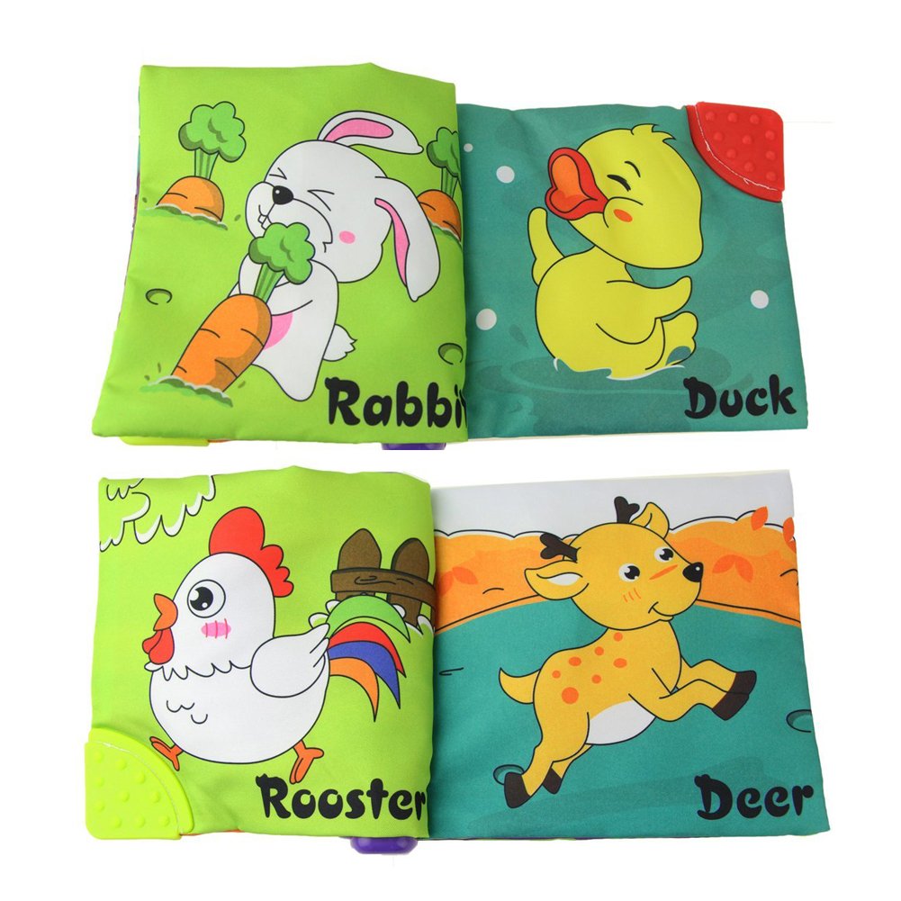 Soft Cloth Book with Teether Rings Infant Developmental Toy A9789