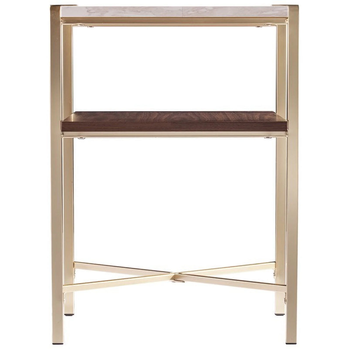 White Faux Marble Top End Table V95513