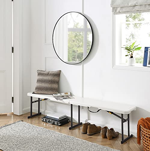 6 Foot Fold-in-Half Bench with Steel Frame, White X628929