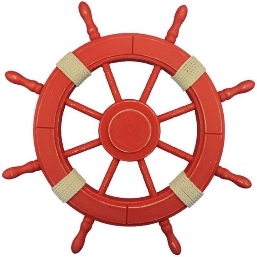 Rustic White Decorative Ship Wheel with Anchor 18 N3517