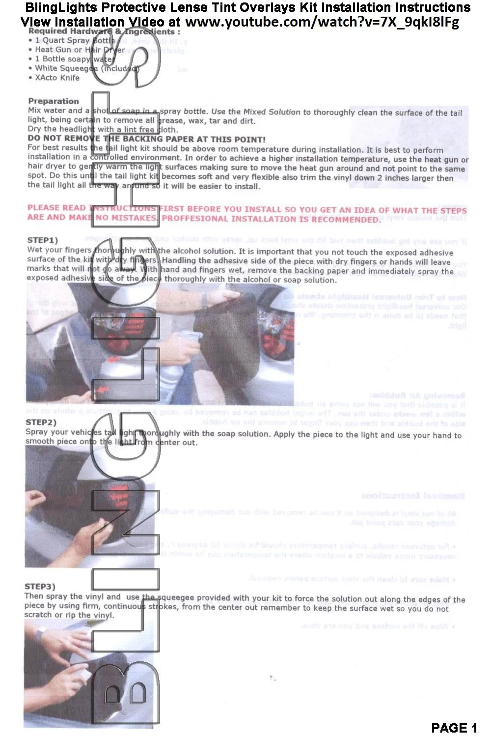 Tinted Protective Taillight Film Covers K74961