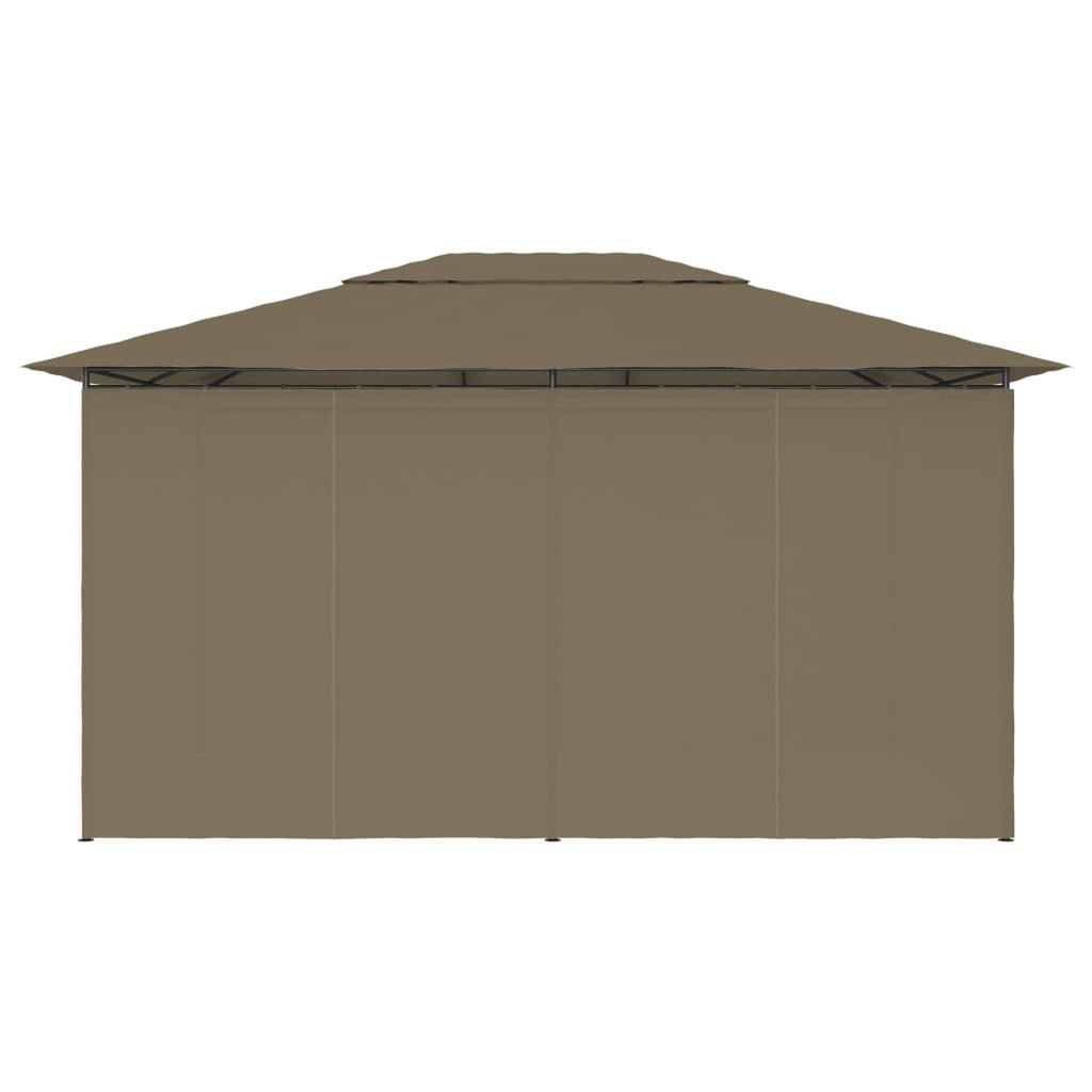 Taupe Outdoor Gazebo Canopy with Curtain Fabric Roof Y541380