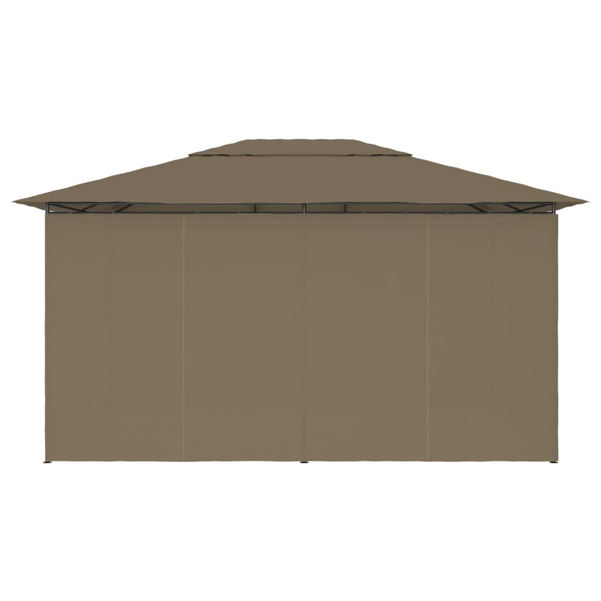 Taupe Outdoor Gazebo Canopy with Curtain Fabric Roof Y541380